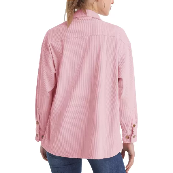 TACVASEN Women's Corduroy Button Down Shacket Long Sleeve Shirt Jacket Casual Jacket Chest Pocket Shirts Loose Fit Coat