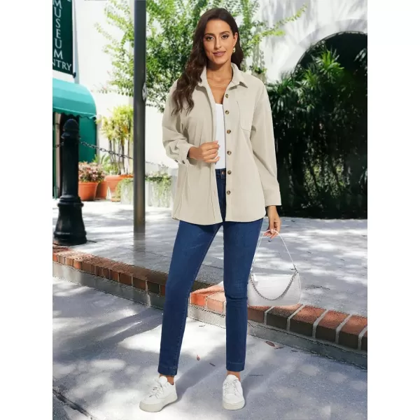 TACVASEN Women's Corduroy Button Down Shacket Long Sleeve Shirt Jacket Casual Jacket Chest Pocket Shirts Loose Fit Coat