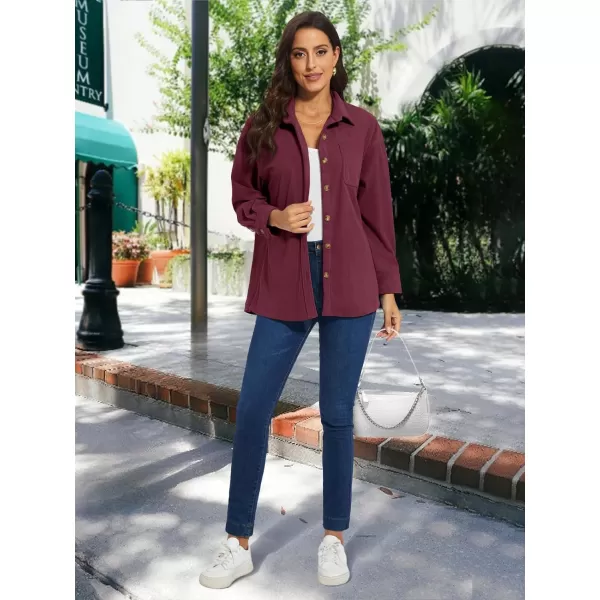 TACVASEN Women's Corduroy Button Down Shacket Long Sleeve Shirt Jacket Casual Jacket Chest Pocket Shirts Loose Fit Coat
