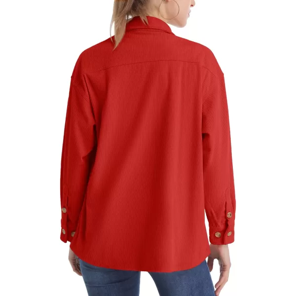 TACVASEN Women's Corduroy Button Down Shacket Long Sleeve Shirt Jacket Casual Jacket Chest Pocket Shirts Loose Fit Coat