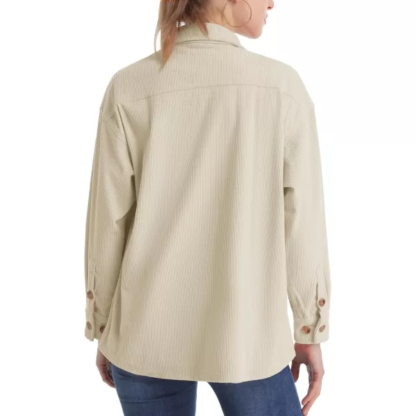 TACVASEN Women's Corduroy Button Down Shacket Long Sleeve Shirt Jacket Casual Jacket Chest Pocket Shirts Loose Fit Coat