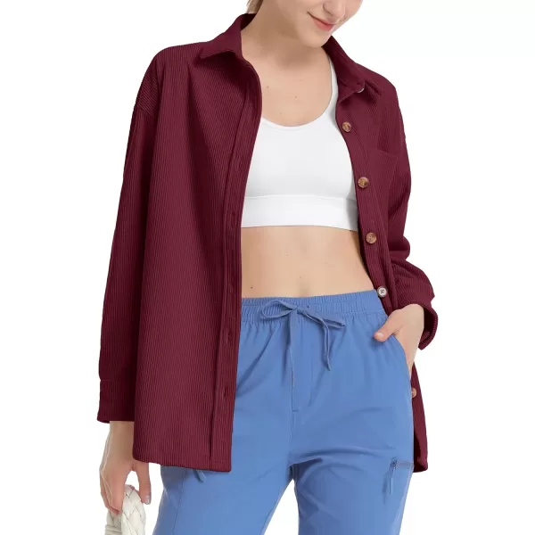 TACVASEN Women's Corduroy Button Down Shacket Long Sleeve Shirt Jacket Casual Jacket Chest Pocket Shirts Loose Fit Coat