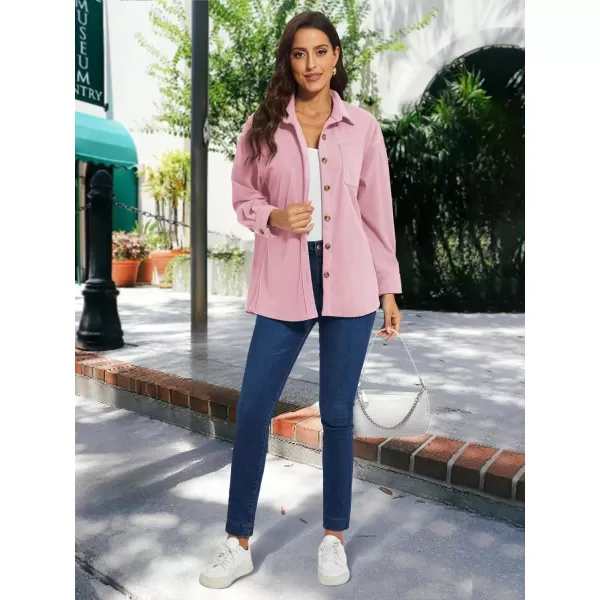 TACVASEN Women's Corduroy Button Down Shacket Long Sleeve Shirt Jacket Casual Jacket Chest Pocket Shirts Loose Fit Coat
