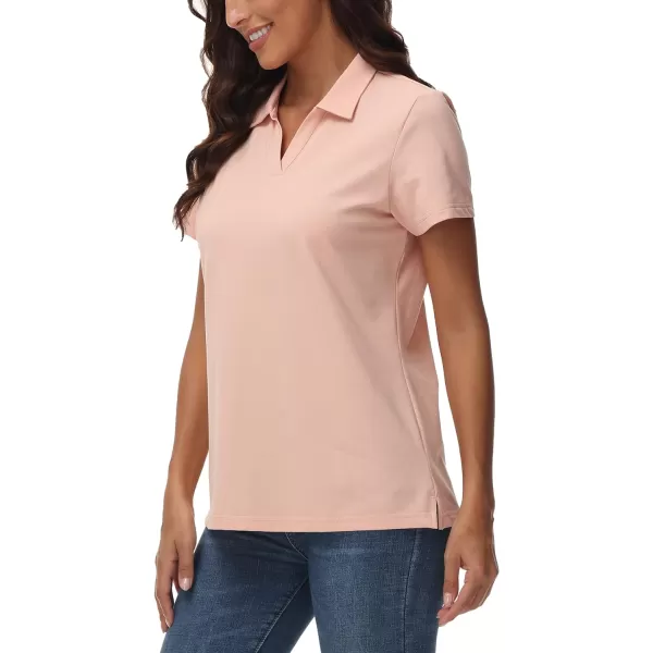 TACVASEN Women's Polo Shirts V Neck Short Sleeve Collared Golf Shirt Wicking Lightweight Casual Polos Tops