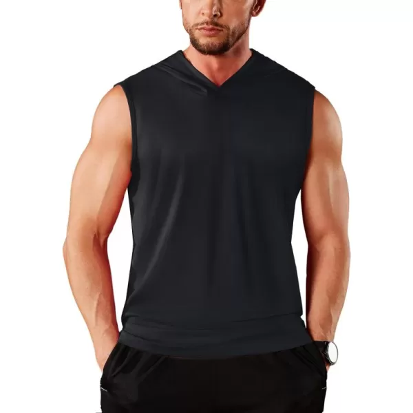 TACVASEN Men's Workout Hooded Tank Tops Sleeveless Gym Muscle Hoodies Sleeveless Lightweight Summer T Shirts