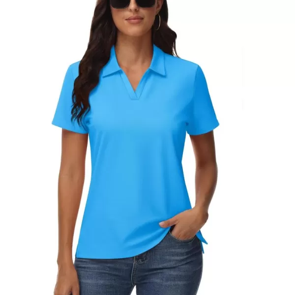 TACVASEN Women's Polo Shirts V Neck Short Sleeve Collared Golf Shirt Wicking Lightweight Casual Polos Tops