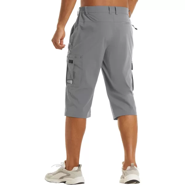 TACVASEN Men's Long Shorts Below Knee Quick Dry Lightweight Hiking 3/4 Capri Pants with Pockets Cargo Workout Fishing