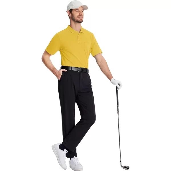 TACVASEN Mens Polo Golf Shirts with Pocket Pique Cooling Performance Moisture Wicking Polo Shirts