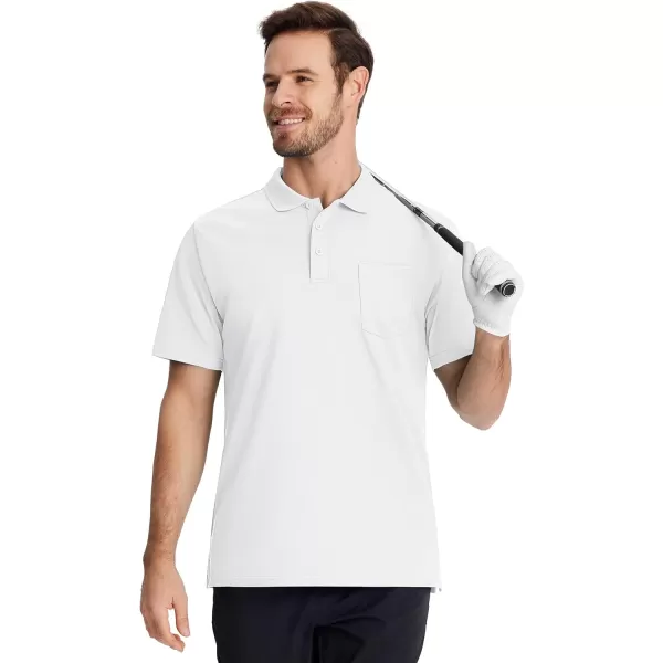 TACVASEN Mens Polo Golf Shirts with Pocket Pique Cooling Performance Moisture Wicking Polo Shirts