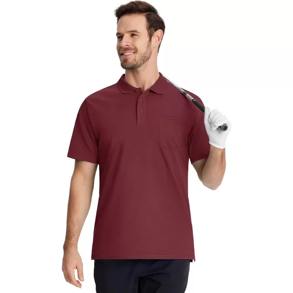 TACVASEN Mens Polo Golf Shirts with Pocket Pique Cooling Performance Moisture Wicking Polo Shirts