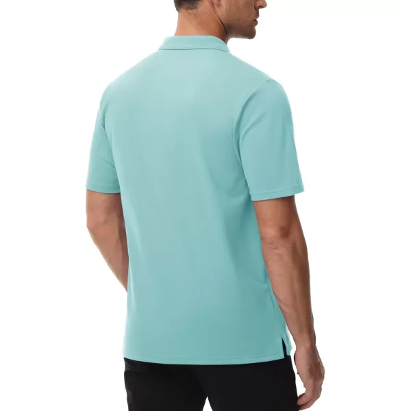 TACVASEN Mens Polo Golf Shirts with Pocket Pique Cooling Performance Moisture Wicking Polo Shirts