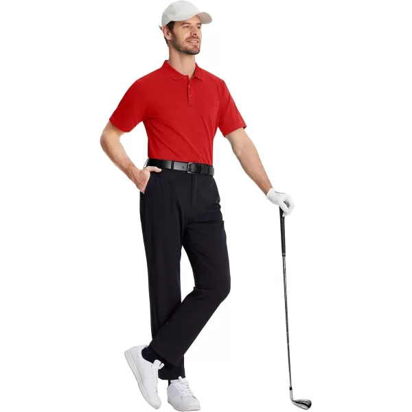 TACVASEN Mens Polo Golf Shirts with Pocket Pique Cooling Performance Moisture Wicking Polo Shirts