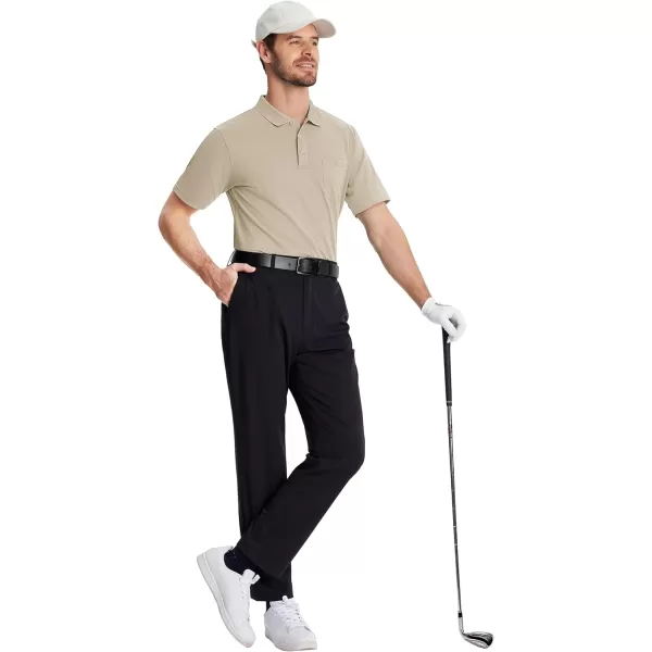 TACVASEN Mens Polo Golf Shirts with Pocket Pique Cooling Performance Moisture Wicking Polo Shirts