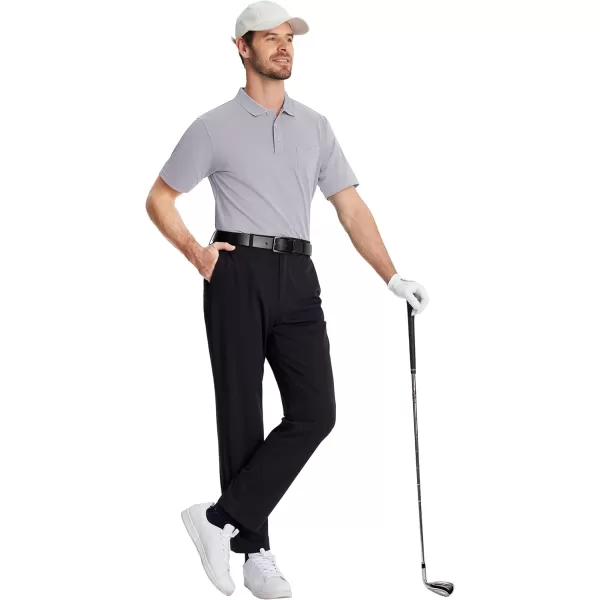 TACVASEN Mens Polo Golf Shirts with Pocket Pique Cooling Performance Moisture Wicking Polo Shirts