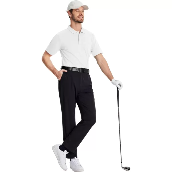 TACVASEN Mens Polo Golf Shirts with Pocket Pique Cooling Performance Moisture Wicking Polo Shirts