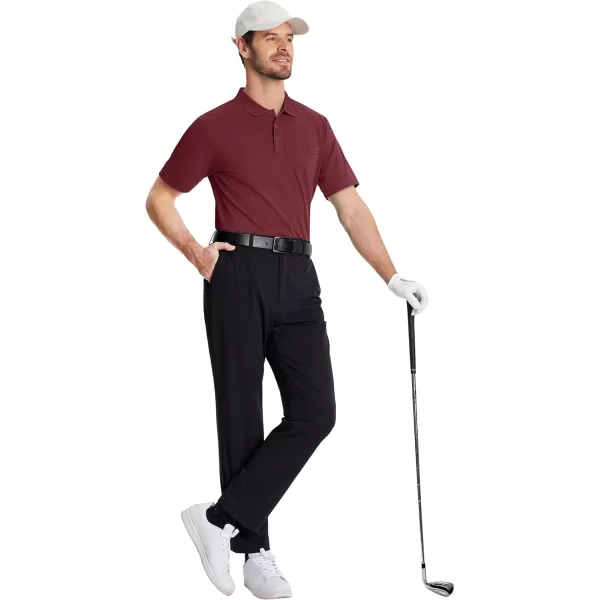 TACVASEN Mens Polo Golf Shirts with Pocket Pique Cooling Performance Moisture Wicking Polo Shirts