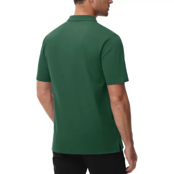 TACVASEN Mens Polo Golf Shirts with Pocket Pique Cooling Performance Moisture Wicking Polo Shirts