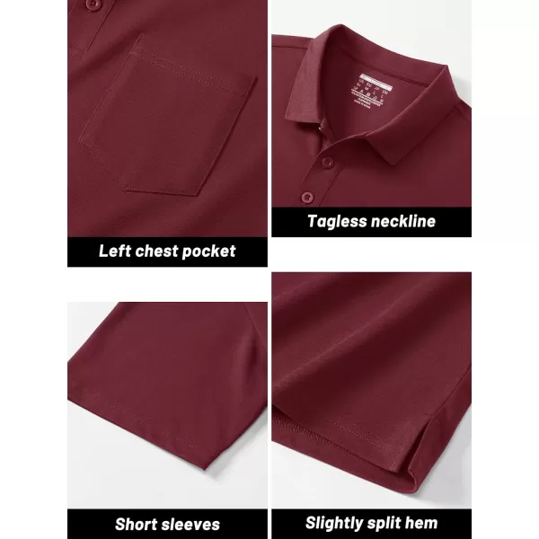TACVASEN Mens Polo Golf Shirts with Pocket Pique Cooling Performance Moisture Wicking Polo Shirts