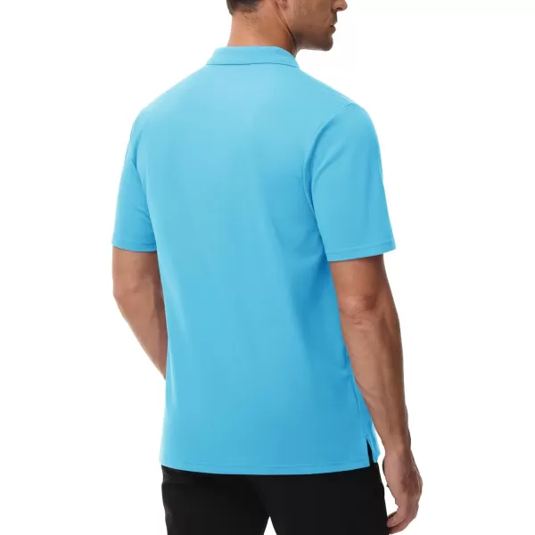 TACVASEN Mens Polo Golf Shirts with Pocket Pique Cooling Performance Moisture Wicking Polo Shirts