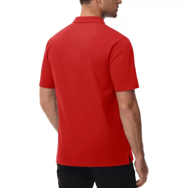 TACVASEN Mens Polo Golf Shirts with Pocket Pique Cooling Performance Moisture Wicking Polo Shirts