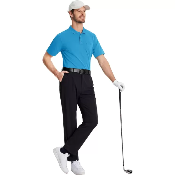 TACVASEN Mens Polo Golf Shirts with Pocket Pique Cooling Performance Moisture Wicking Polo Shirts