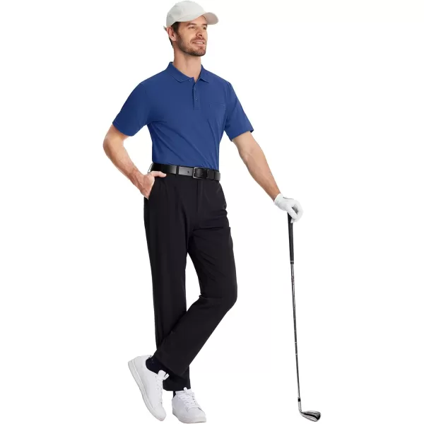 TACVASEN Mens Polo Golf Shirts with Pocket Pique Cooling Performance Moisture Wicking Polo Shirts