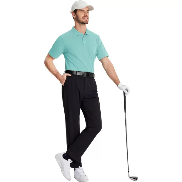 TACVASEN Mens Polo Golf Shirts with Pocket Pique Cooling Performance Moisture Wicking Polo Shirts