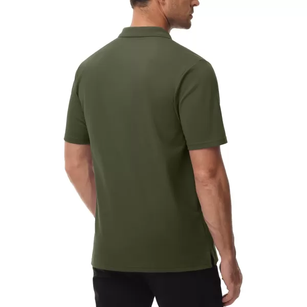 TACVASEN Mens Polo Golf Shirts with Pocket Pique Cooling Performance Moisture Wicking Polo Shirts