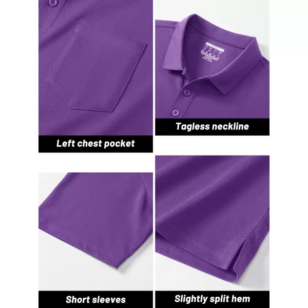 TACVASEN Mens Polo Golf Shirts with Pocket Pique Cooling Performance Moisture Wicking Polo Shirts
