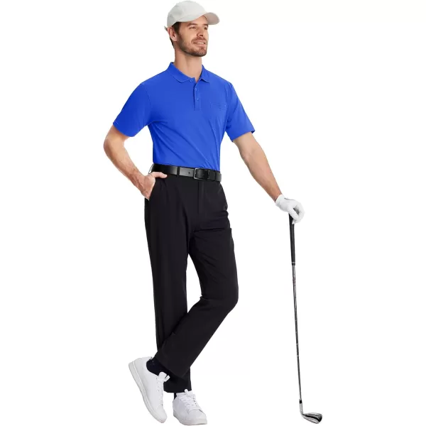 TACVASEN Mens Polo Golf Shirts with Pocket Pique Cooling Performance Moisture Wicking Polo Shirts