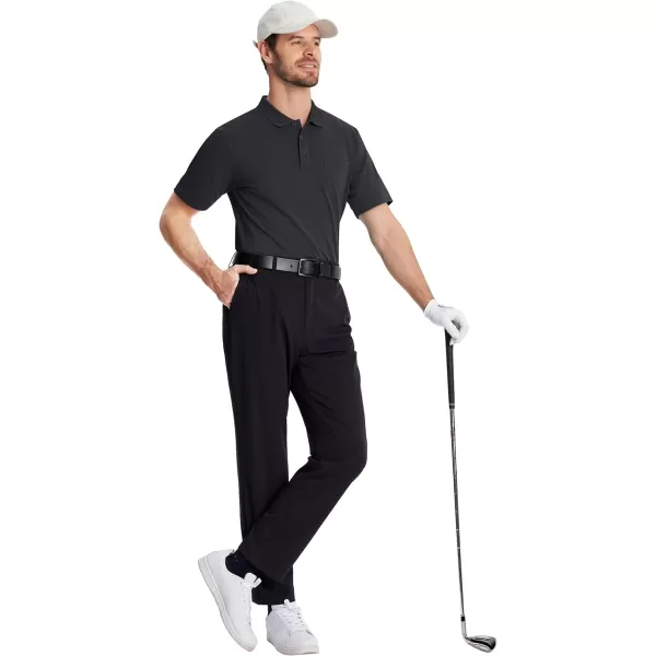 TACVASEN Mens Polo Golf Shirts with Pocket Pique Cooling Performance Moisture Wicking Polo Shirts