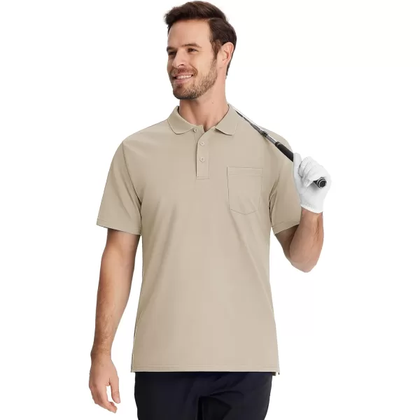 TACVASEN Mens Polo Golf Shirts with Pocket Pique Cooling Performance Moisture Wicking Polo Shirts