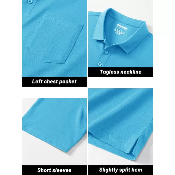 TACVASEN Mens Polo Golf Shirts with Pocket Pique Cooling Performance Moisture Wicking Polo Shirts