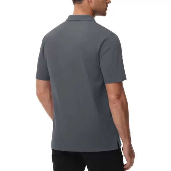 TACVASEN Mens Polo Golf Shirts with Pocket Pique Cooling Performance Moisture Wicking Polo Shirts