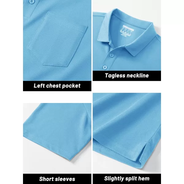 TACVASEN Mens Polo Golf Shirts with Pocket Pique Cooling Performance Moisture Wicking Polo Shirts