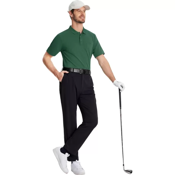 TACVASEN Mens Polo Golf Shirts with Pocket Pique Cooling Performance Moisture Wicking Polo Shirts