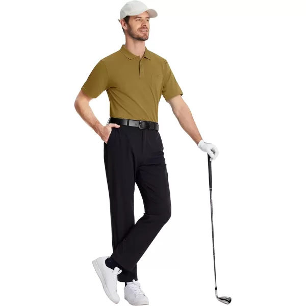 TACVASEN Mens Polo Golf Shirts with Pocket Pique Cooling Performance Moisture Wicking Polo Shirts