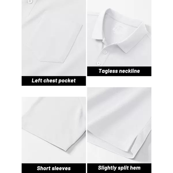 TACVASEN Mens Polo Golf Shirts with Pocket Pique Cooling Performance Moisture Wicking Polo Shirts