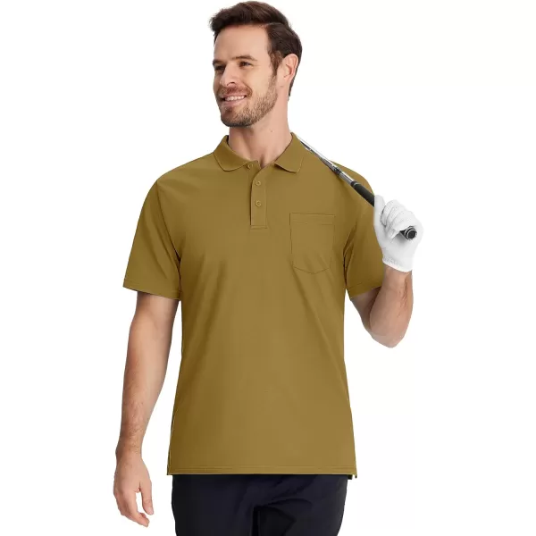 TACVASEN Mens Polo Golf Shirts with Pocket Pique Cooling Performance Moisture Wicking Polo Shirts