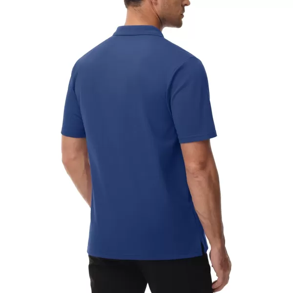 TACVASEN Mens Polo Golf Shirts with Pocket Pique Cooling Performance Moisture Wicking Polo Shirts