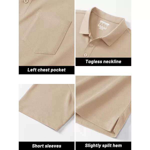 TACVASEN Mens Polo Golf Shirts with Pocket Pique Cooling Performance Moisture Wicking Polo Shirts