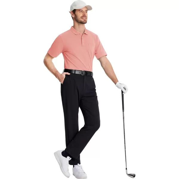 TACVASEN Mens Polo Golf Shirts with Pocket Pique Cooling Performance Moisture Wicking Polo Shirts