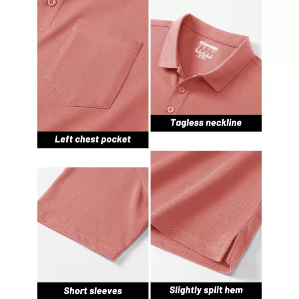 TACVASEN Mens Polo Golf Shirts with Pocket Pique Cooling Performance Moisture Wicking Polo Shirts