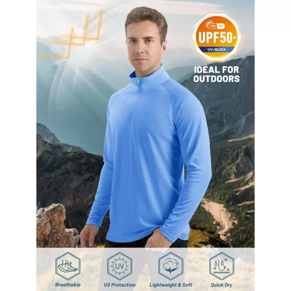 TACVASEN Men's UPF 50+ Shirts 1/4 Zip Up Sun Protection Long Sleeve Rash Guard Outdoor Hiking Fishing Running Shirts