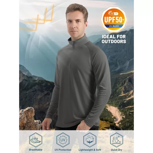 TACVASEN Men's UPF 50+ Shirts 1/4 Zip Up Sun Protection Long Sleeve Rash Guard Outdoor Hiking Fishing Running Shirts