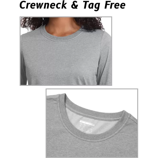 TACVASEN Women's Long Sleeve Shirt Lightweight Cotton Crewneck T-Shirts Breathable Classic-Fit Casual Tops Basic Tees