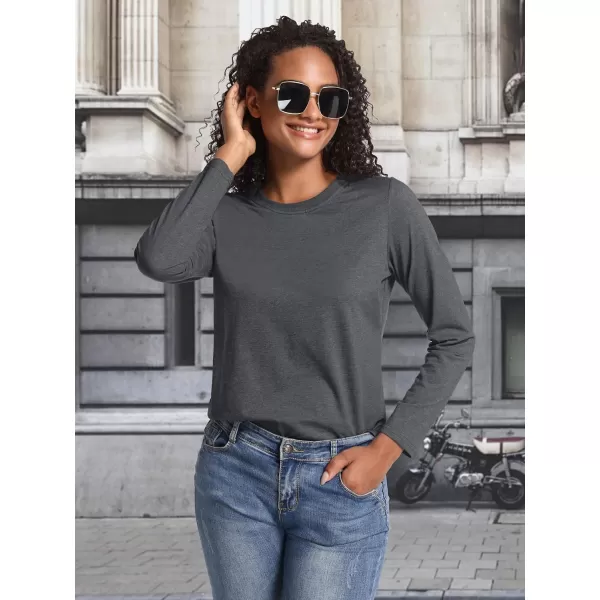 TACVASEN Women's Long Sleeve Shirt Lightweight Cotton Crewneck T-Shirts Breathable Classic-Fit Casual Tops Basic Tees