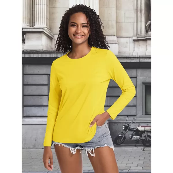 TACVASEN Women's Long Sleeve Shirt Lightweight Cotton Crewneck T-Shirts Breathable Classic-Fit Casual Tops Basic Tees