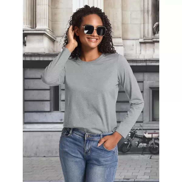 TACVASEN Women's Long Sleeve Shirt Lightweight Cotton Crewneck T-Shirts Breathable Classic-Fit Casual Tops Basic Tees