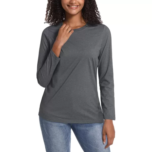 TACVASEN Women's Long Sleeve Shirt Lightweight Cotton Crewneck T-Shirts Breathable Classic-Fit Casual Tops Basic Tees